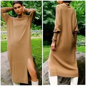 Aritzia Wilfred Cyprie tan merino wool midi sweater dress XS